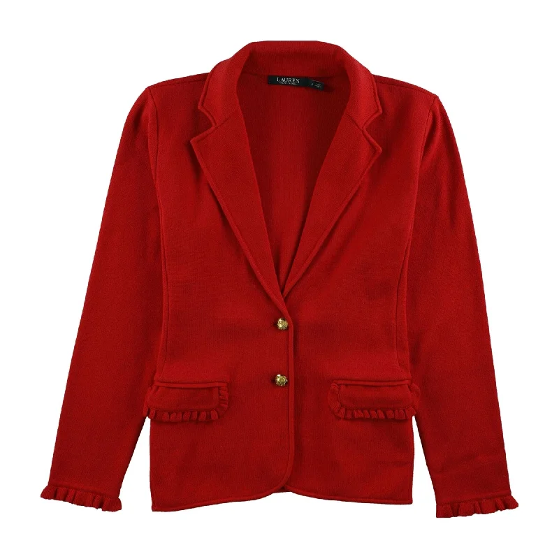 Ralph Lauren Womens Ruffle-Trim Jacket, Red, Large