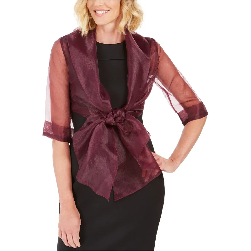 Adrianna Papell Womens Organza Wrap Jacket, Purple, Medium