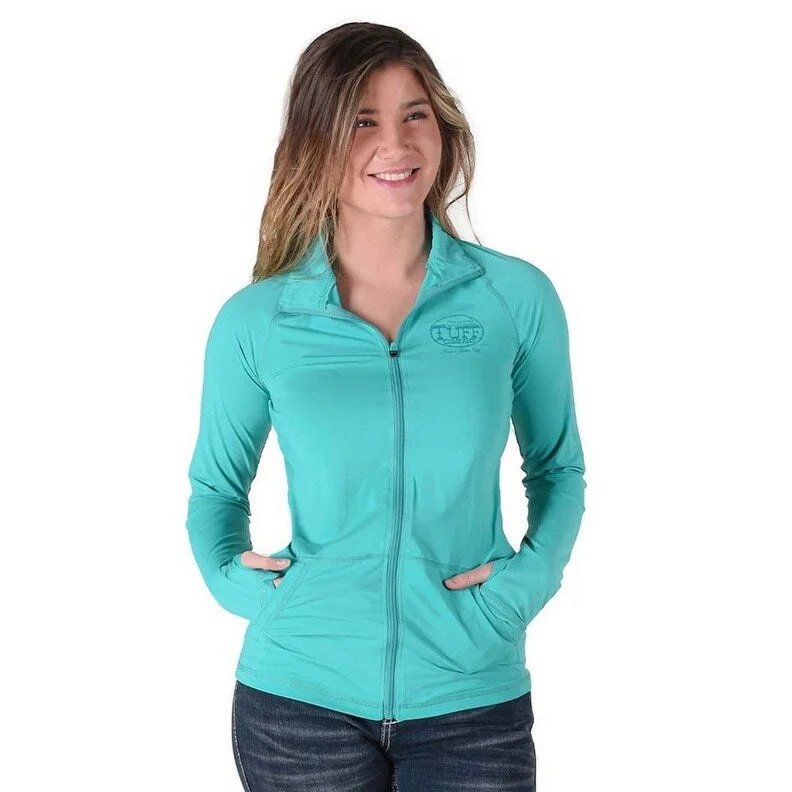 Cowgirl Tuff Western Jacket Womens Lightweight Zip Turquoise 100562