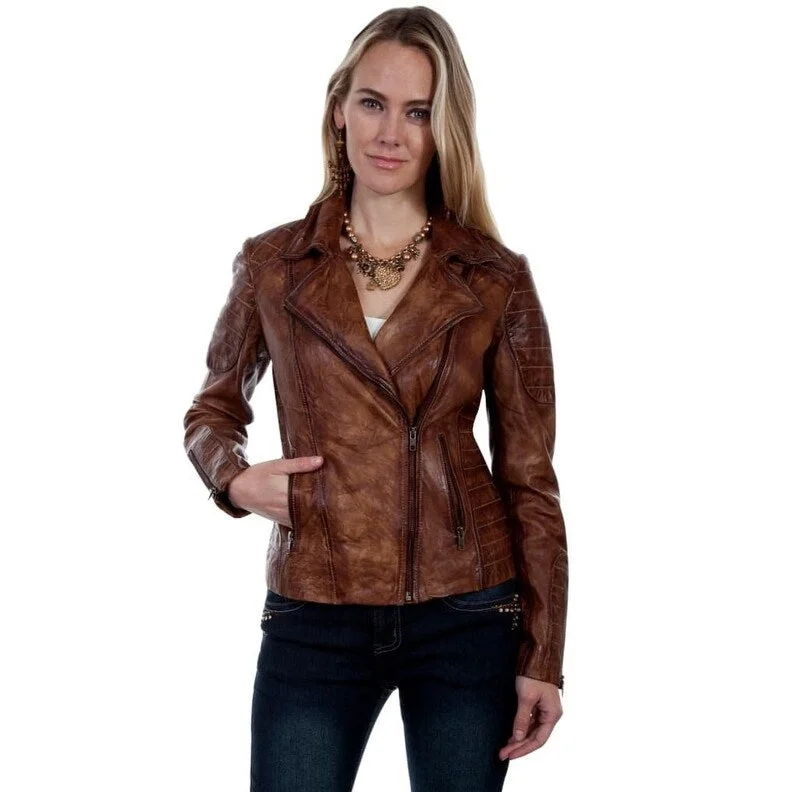 Scully Western Jacket Women Motorcycle Asymmetrical Zip Leather F0_L87