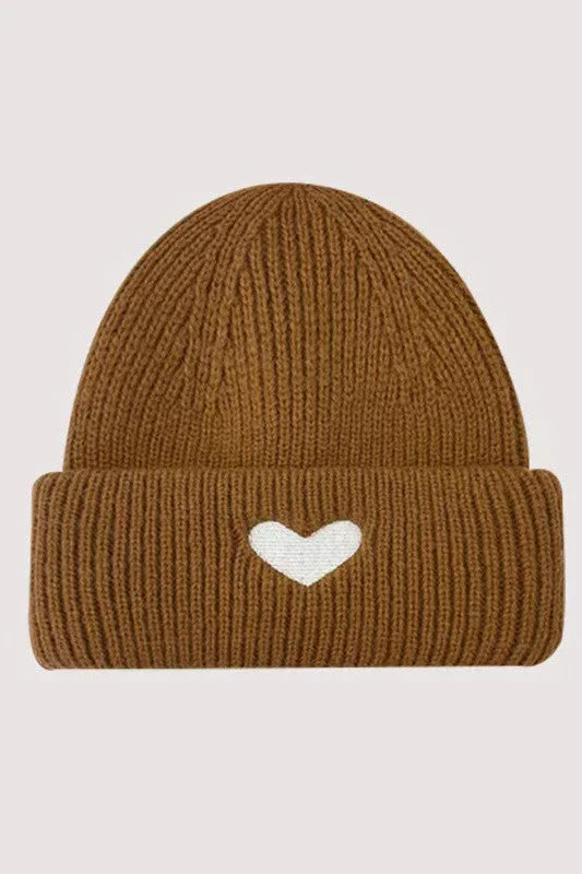 Embroidered Heart Beanie