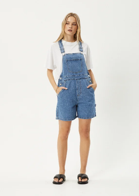 AFENDS Womens Lil Louis - Denim Overall - Worn Blue