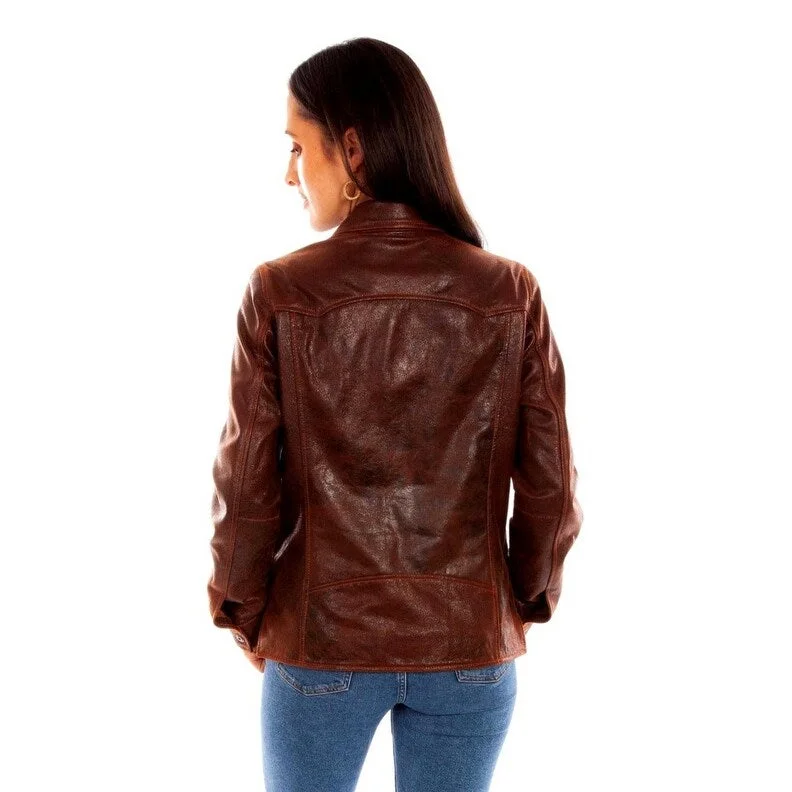 Scully Western Jacket Womens Leather Snap Point Collar Brown F0_L1104