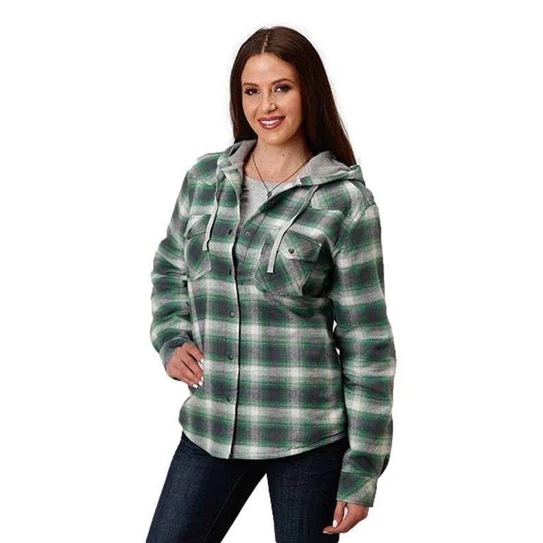 Roper Western Jacket Women Plaid Flannel Green 03-098-0119-2692 GR