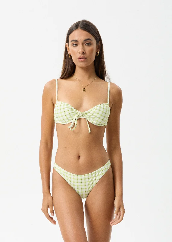 AFENDS Womens Darcy - Check Bikini Top - Lemongrass Check