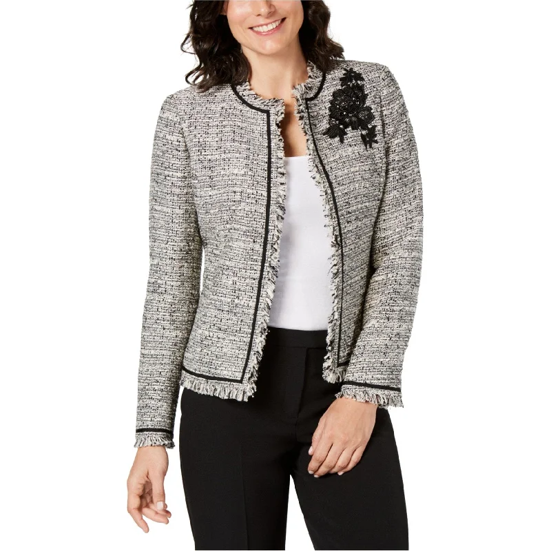 Kasper Womens Embelished Jacket, Grey, 10