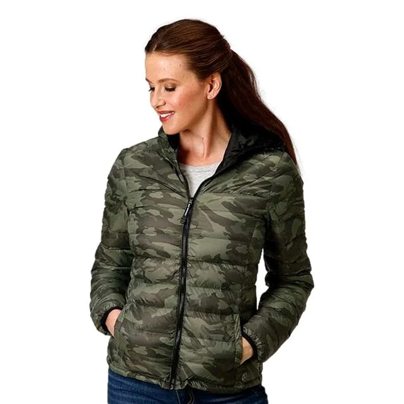 Roper Western Jacket Womens Camo Zip Hood Green 03-098-0693-6134 GR