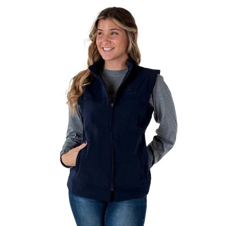 Cowgirl Tuff Western Vest Womens Stretch Zip Logo Navy H00735