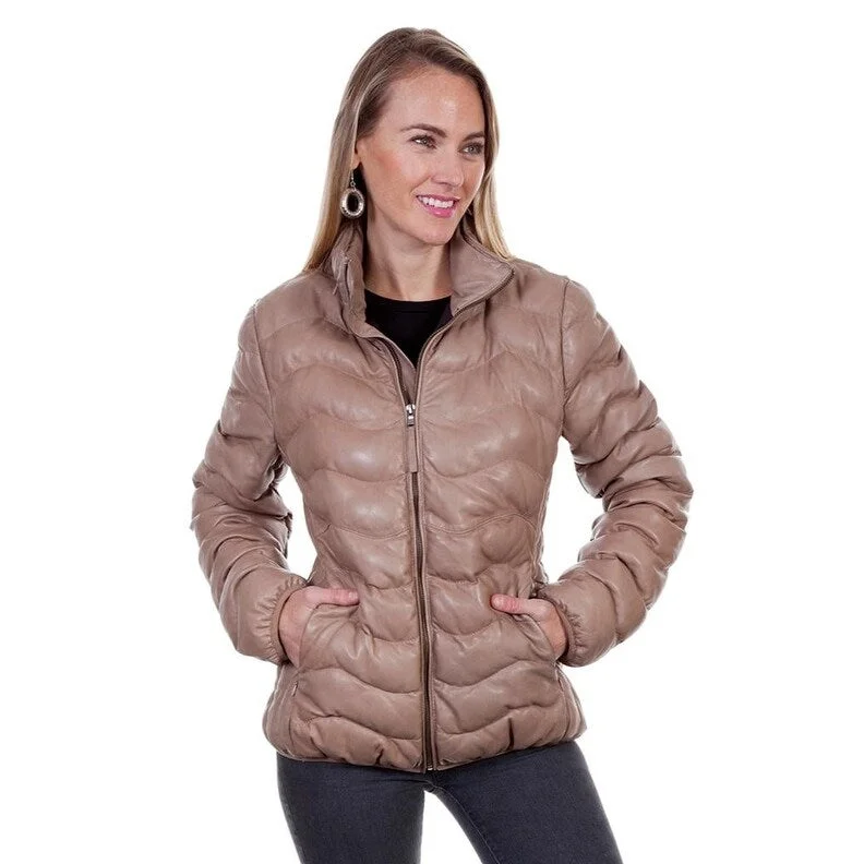 Scully Western Jacket Womens Ribbed Leather Front Zip Lined F0_L620