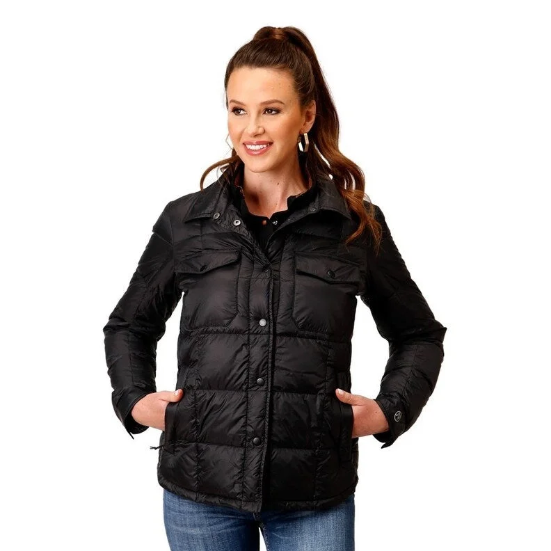 Roper Western Jacket Womens Square Quilted Black 03-098-0693-6187 BL