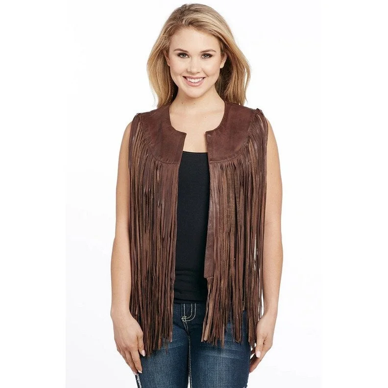 Cripple Creek Western Vest Womens Leather Antique Brown LL21862