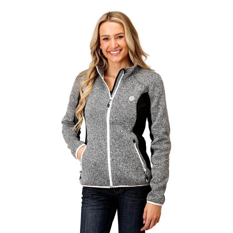 Roper Western Jacket Womens Fleece Zip Logo Gray 03-098-0794-6155 GY