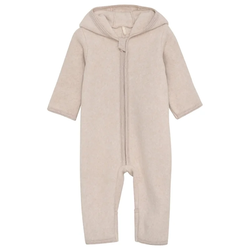 Huttelihut Pram Suit Ears Cotton Fleece Camel Melange