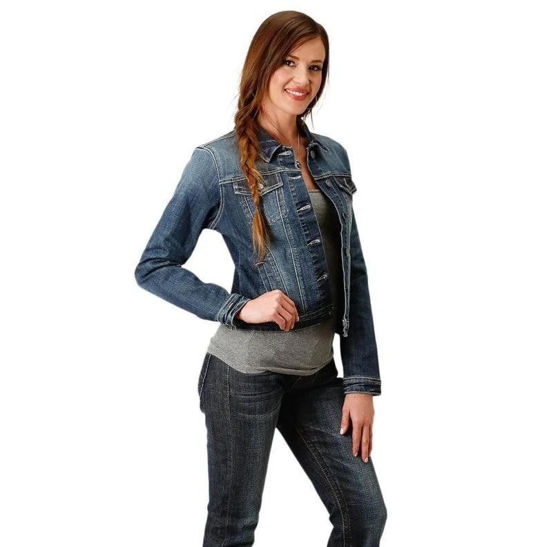 Roper Western Jacket Womens Denim Dark Wash Blue 03-098-0202-1500 BU