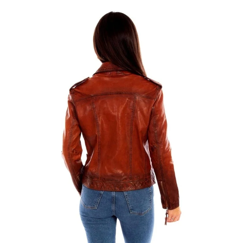 Scully Western Jacket Womens Leather Zip Front Hand Pockets F0_L1105