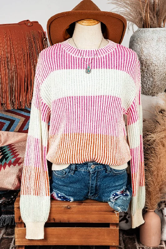 Textured Knit Sweater w/ Bubble Sleeves