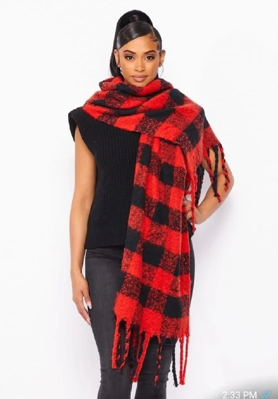 Checkered Scarf & Glove Set