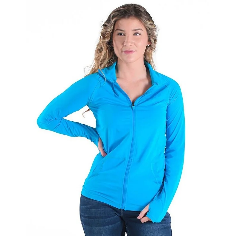 Cowgirl Tuff Western Jacket Womens Breathe Full Zip Aqua 100488