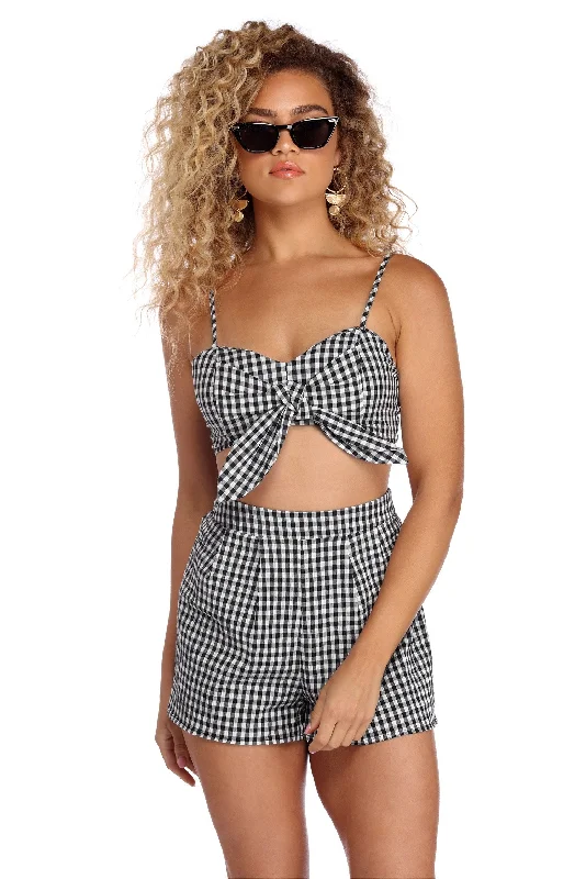 Girly In Gingham Crop Top