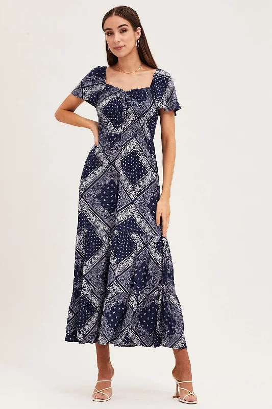 Boho Print Midi Dress