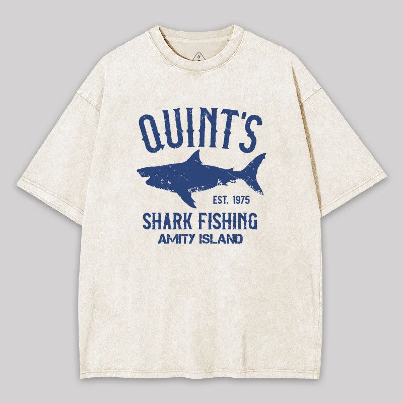 Quint's Shark Fishing Amity Island Geek Washed T-shirt