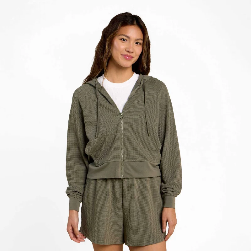 Sporty Waffle Zip Up | Olive