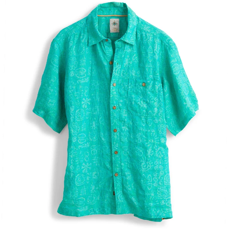 Aqua Print Linen Shirt