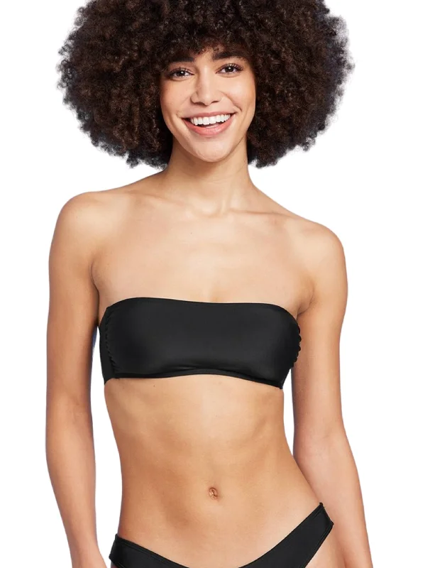 Women's Pull Over Bandeau Bikini Top,Black