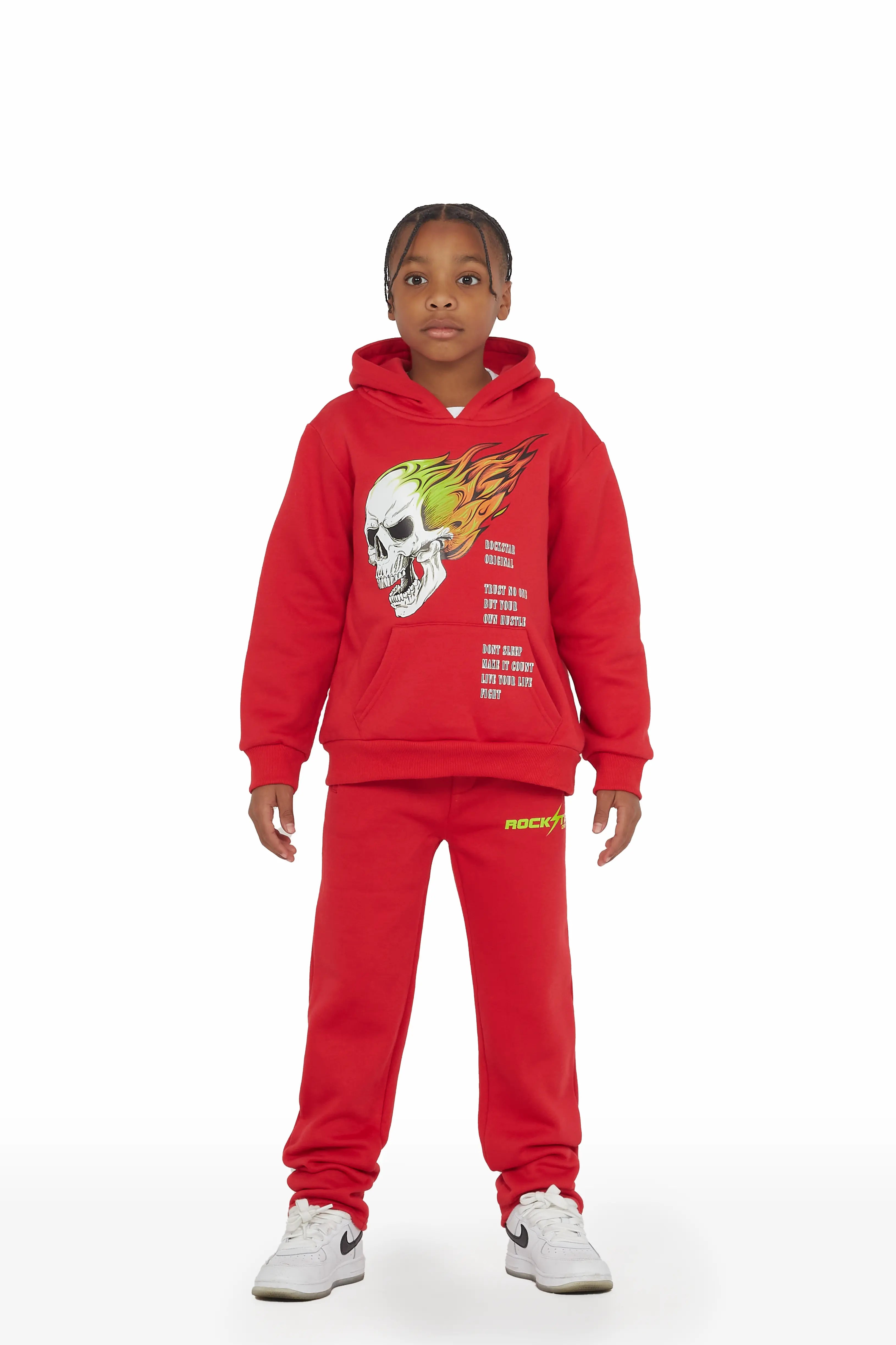 Boys Colin Red Slim Fit Track Set