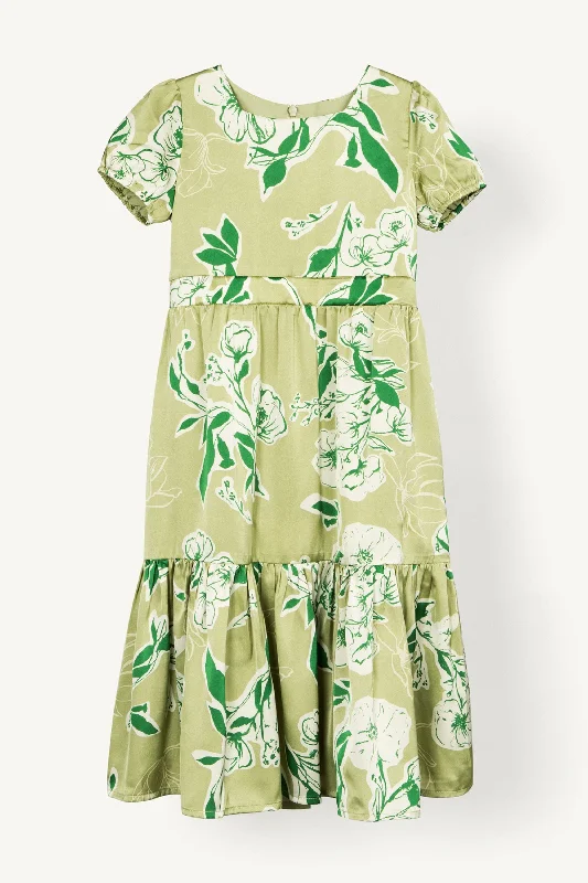 Tuleen Satin Floral Dress (Girls)