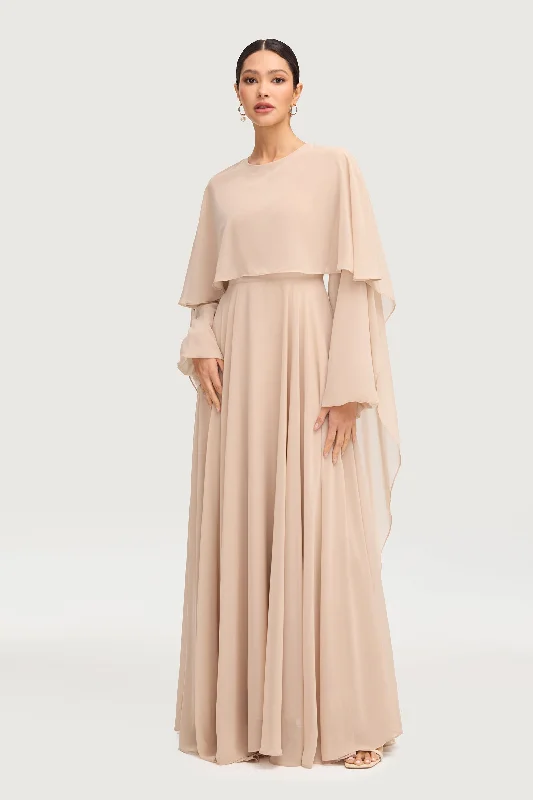 Falak Draped Chiffon Maxi Dress - Stone