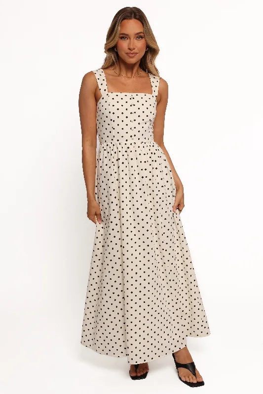 Jenni Maxi Dress - White Polka Dot