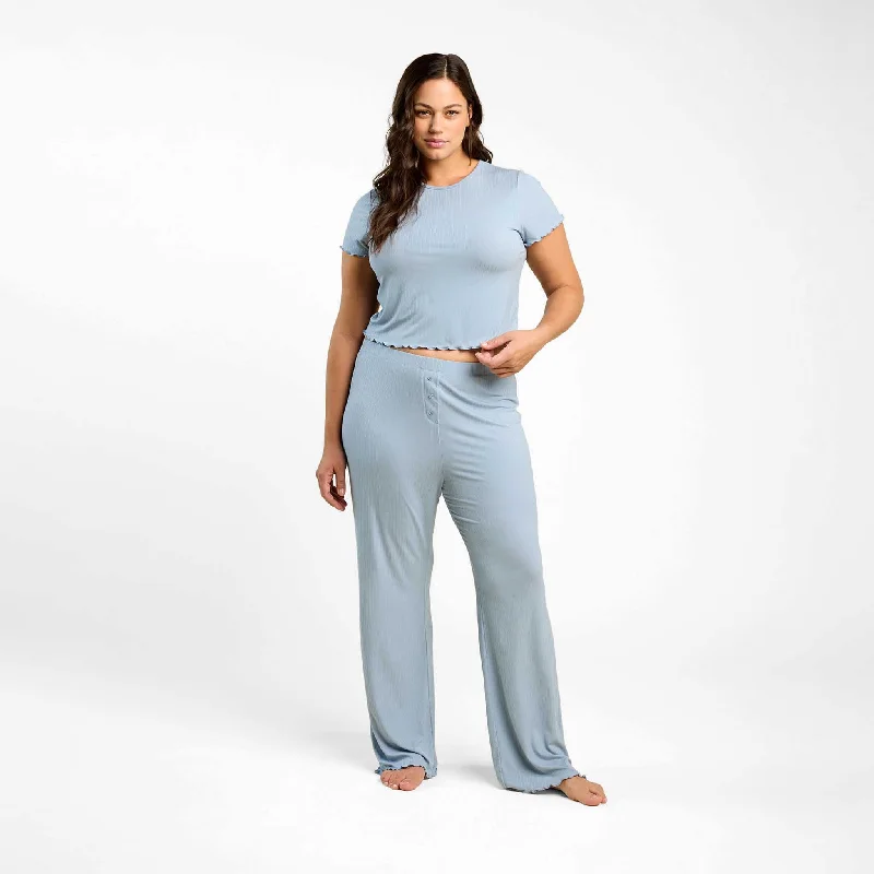 Mini Rib Pajama Set | Mist