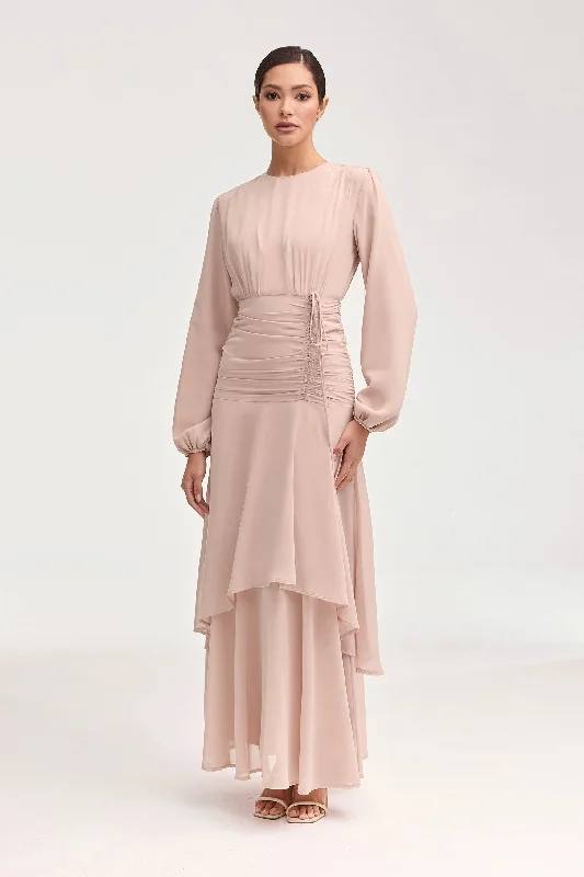 Narjis Side Rouched Maxi Dress - Jasmine Pink