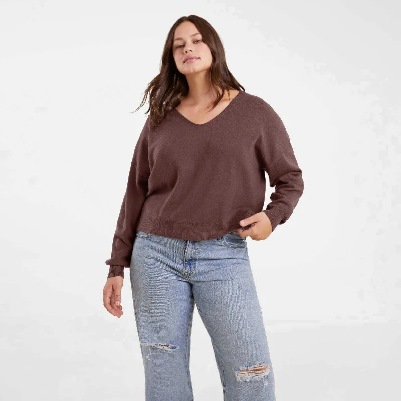 Luxe Knit V-Neck Sweater | Coffee