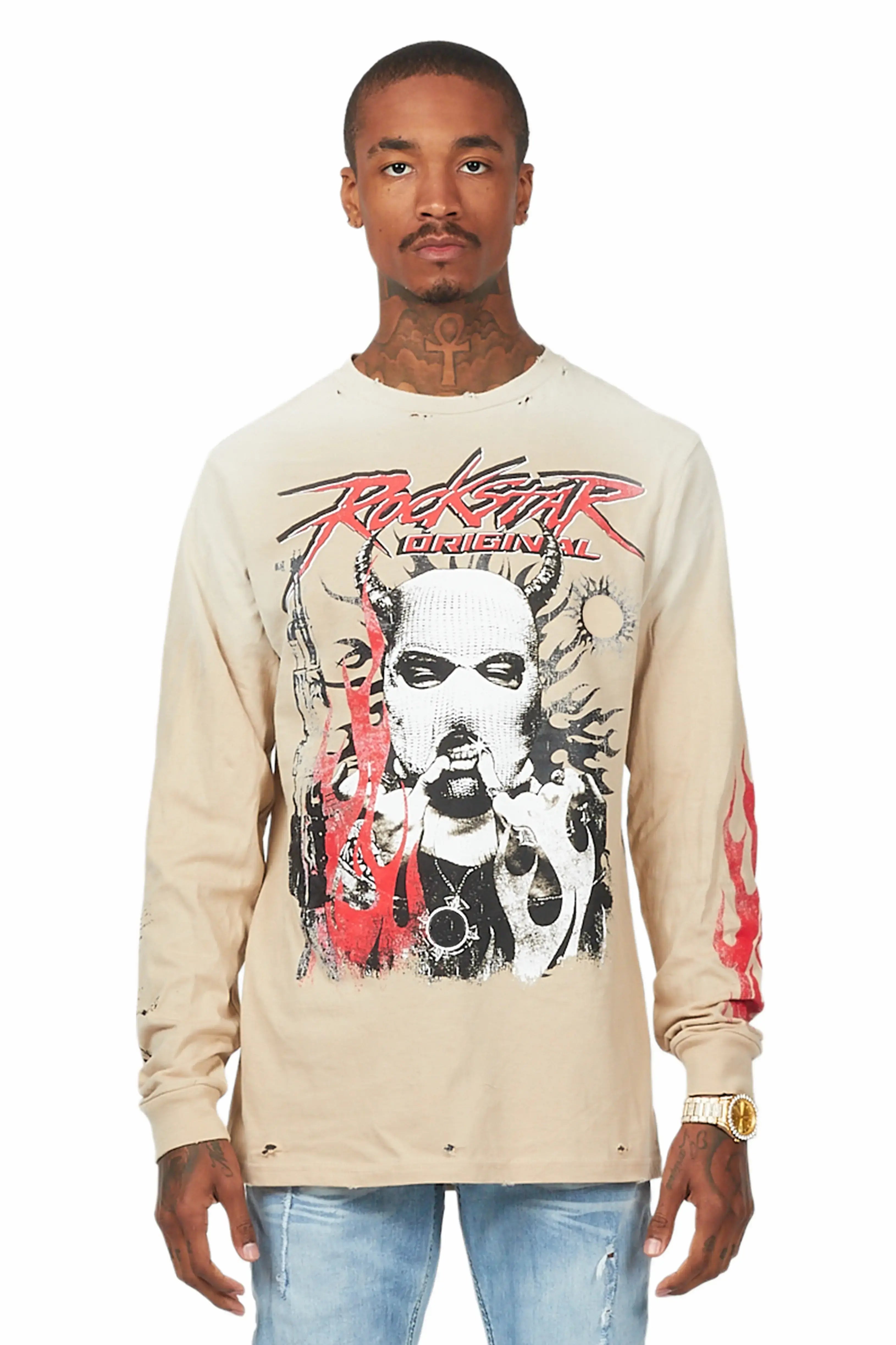 Mercy Beige Long Sleeve Graphic T-Shirt