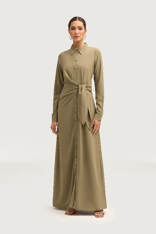 Sandra Side Tie Maxi Dress - Za'atar