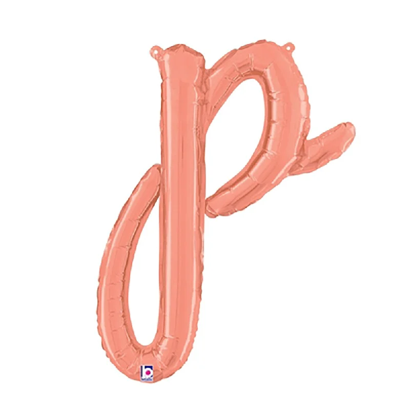 24 inch SCRIPT LETTER P - ROSE GOLD (AIR-FILL ONLY)