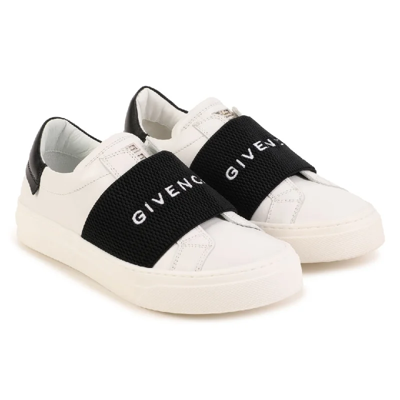 White & Black Logo Trainers