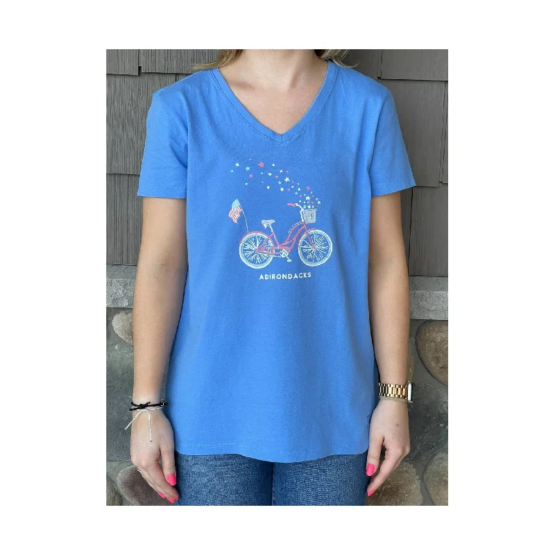 Life Is Good Women's Adirondacks Exclusive American Bike Tee - Cornflower Blue