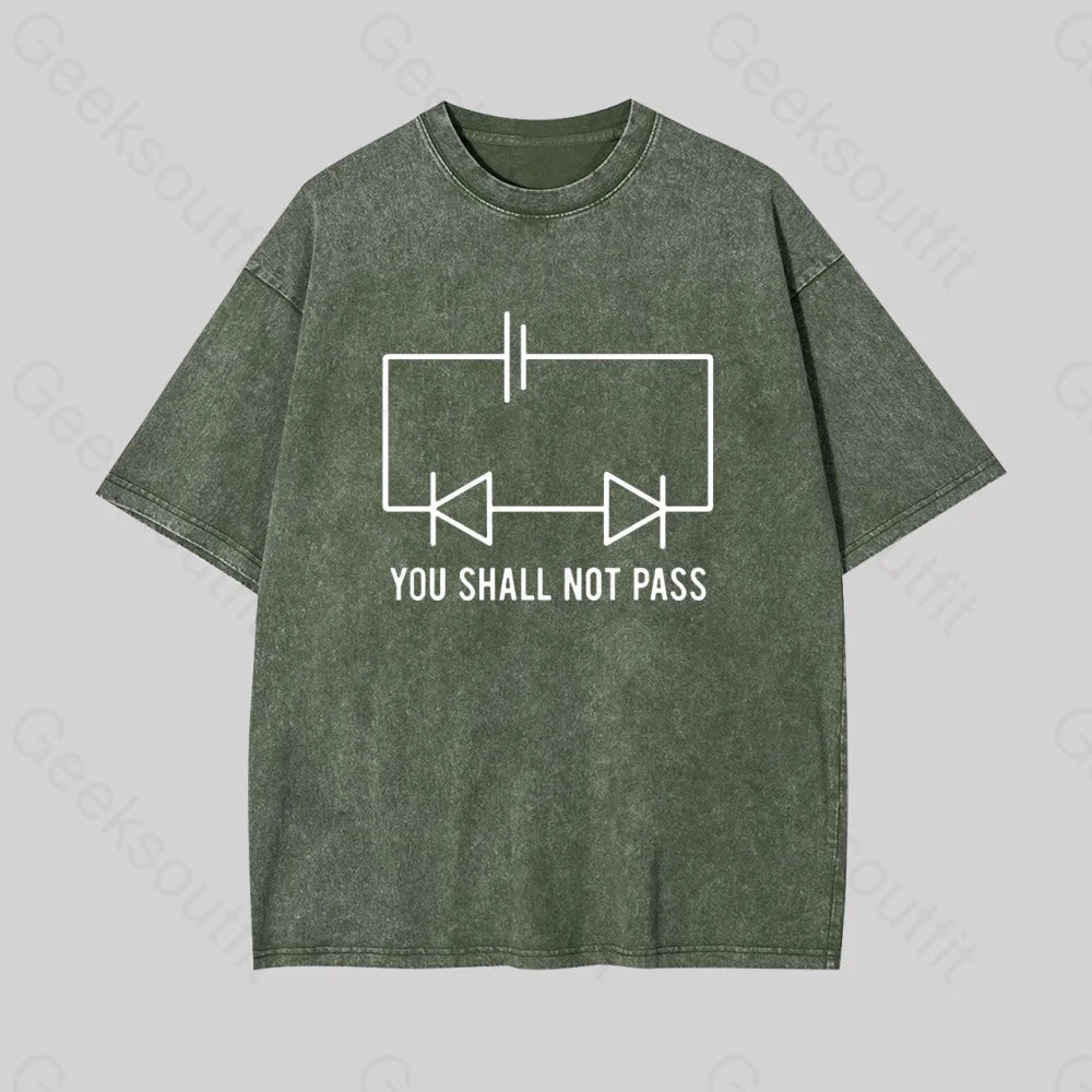 Funny Physics Shall Not Pass Geek Washed T-shirt