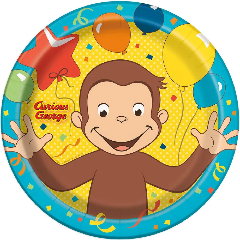 9 inch CURIOUS GEORGE ROUND DINNER PLATES (8 PK)