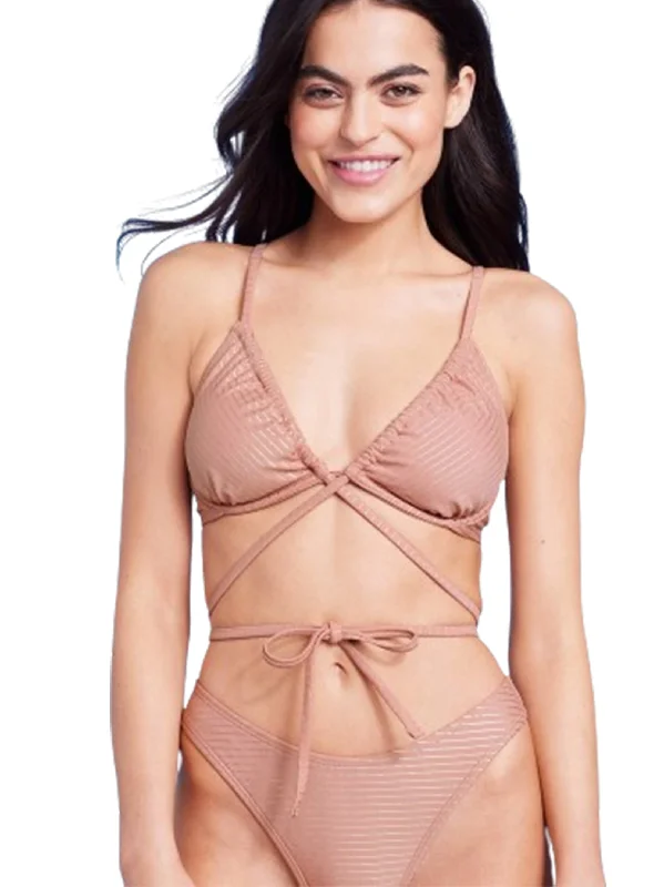 Women's Strappy�Striped Bikini Top,Nude