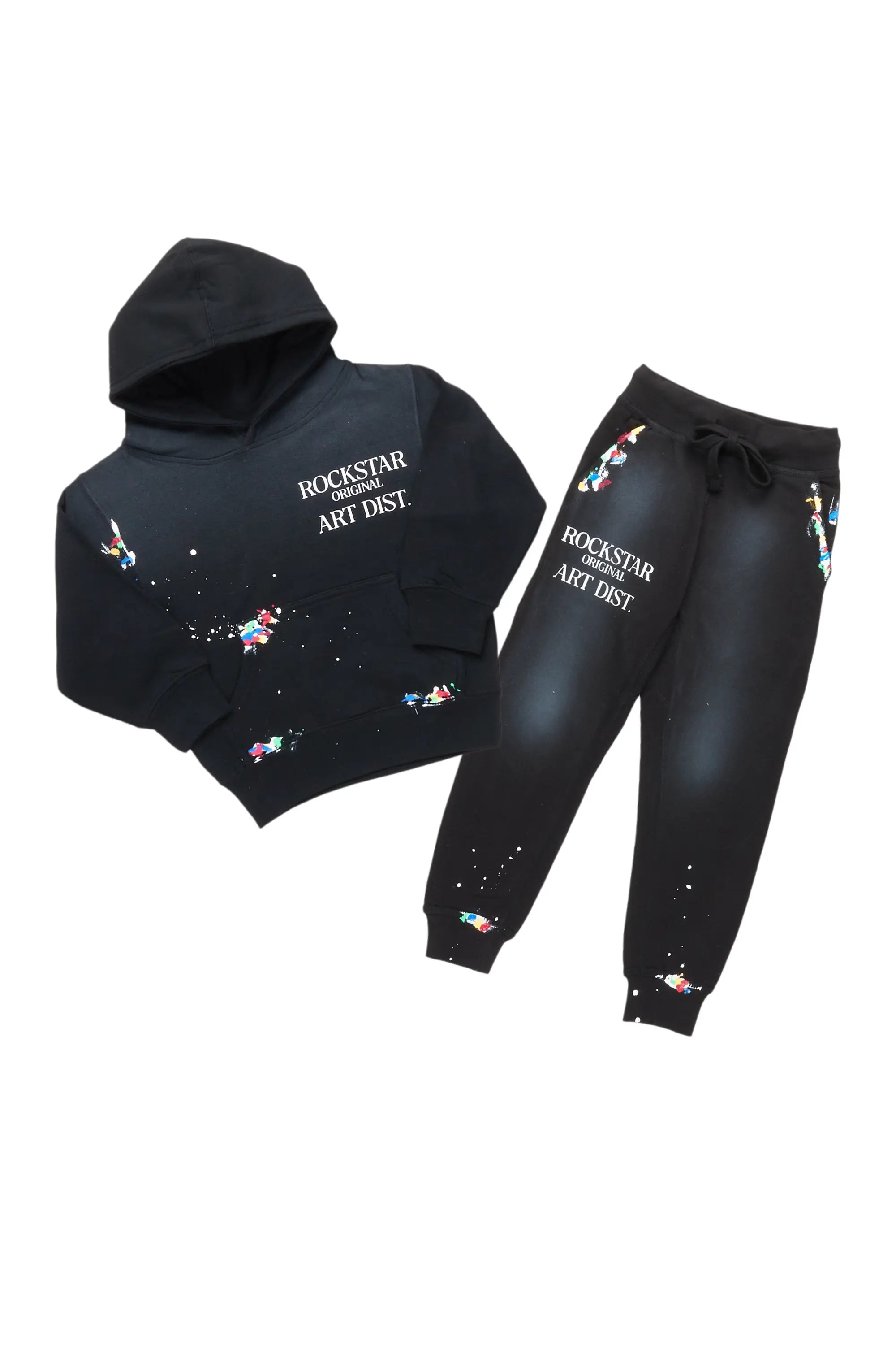 Boys Palmer Black Hoodie Track Set