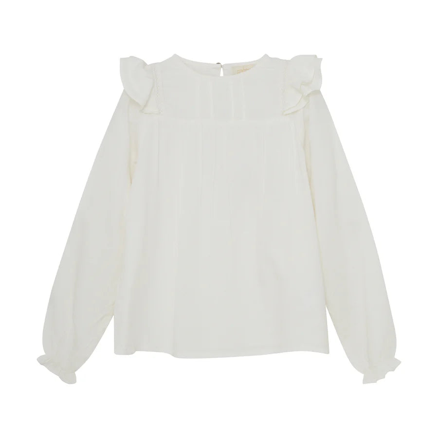 Creamie Dobby Ruffle Blouse