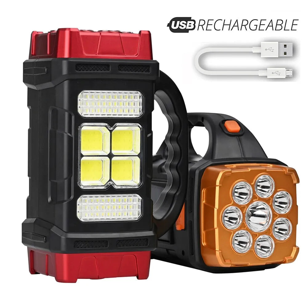 High Power Led Flashlights Camping Torch Work Light Solar Charge 4 Gear USB Rechargeable Light Waterproof Light for Outdoor