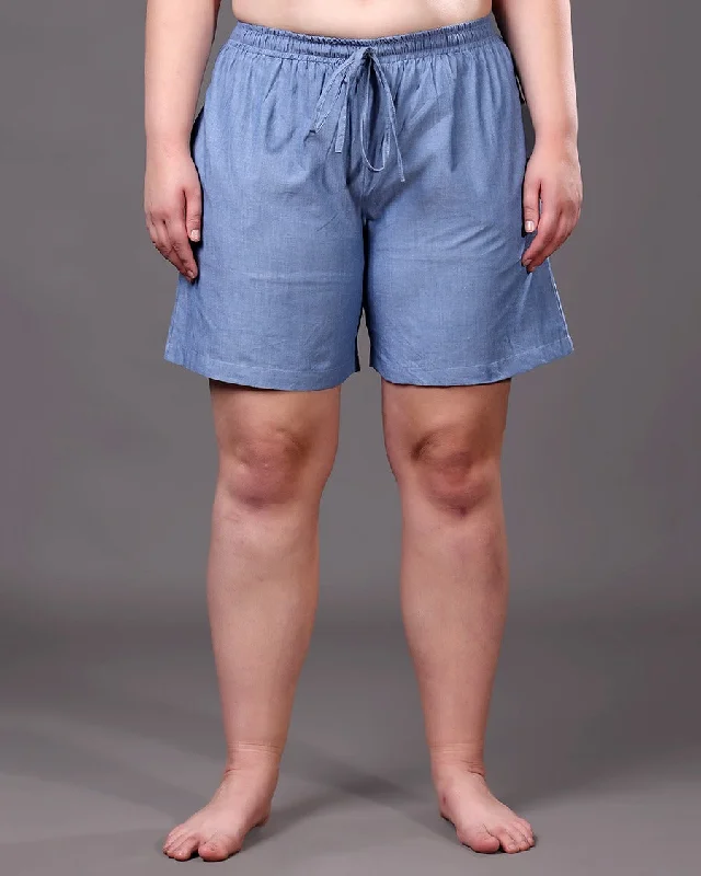 Denim Solid Shorts