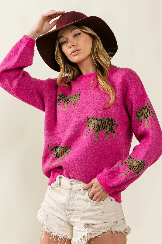 Ellery Tiger Easy Mock Neck Sweater