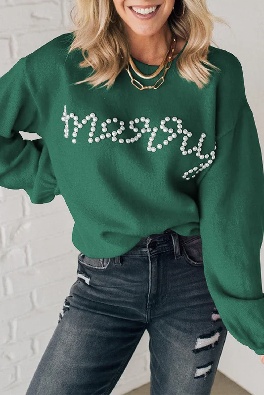 KaleaBoutique Pearl Beaded Merry Casual Sweater