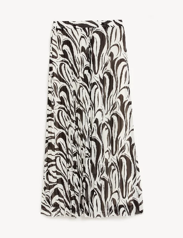 Printed Pleated Midaxi Skirt